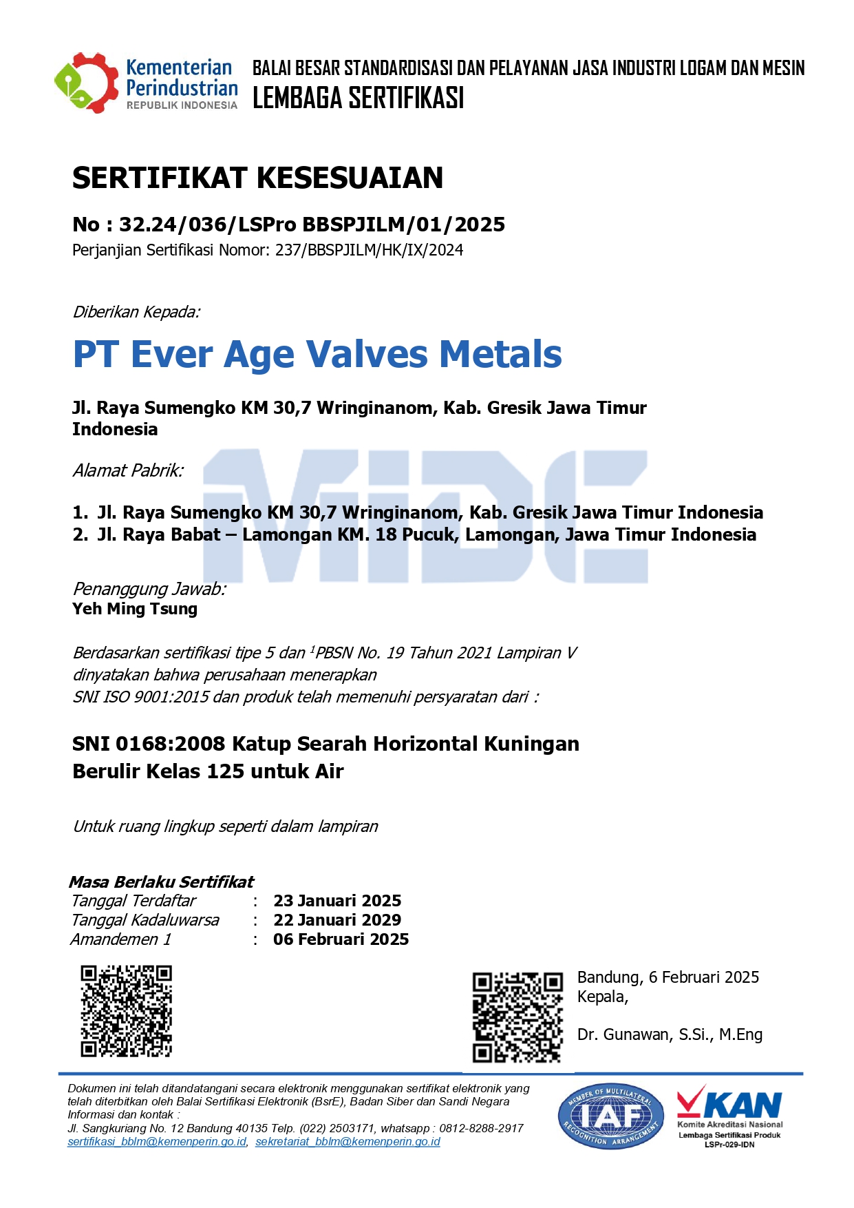 2025 SERTIFIKAT KESESUAIAN EAVM 0168
