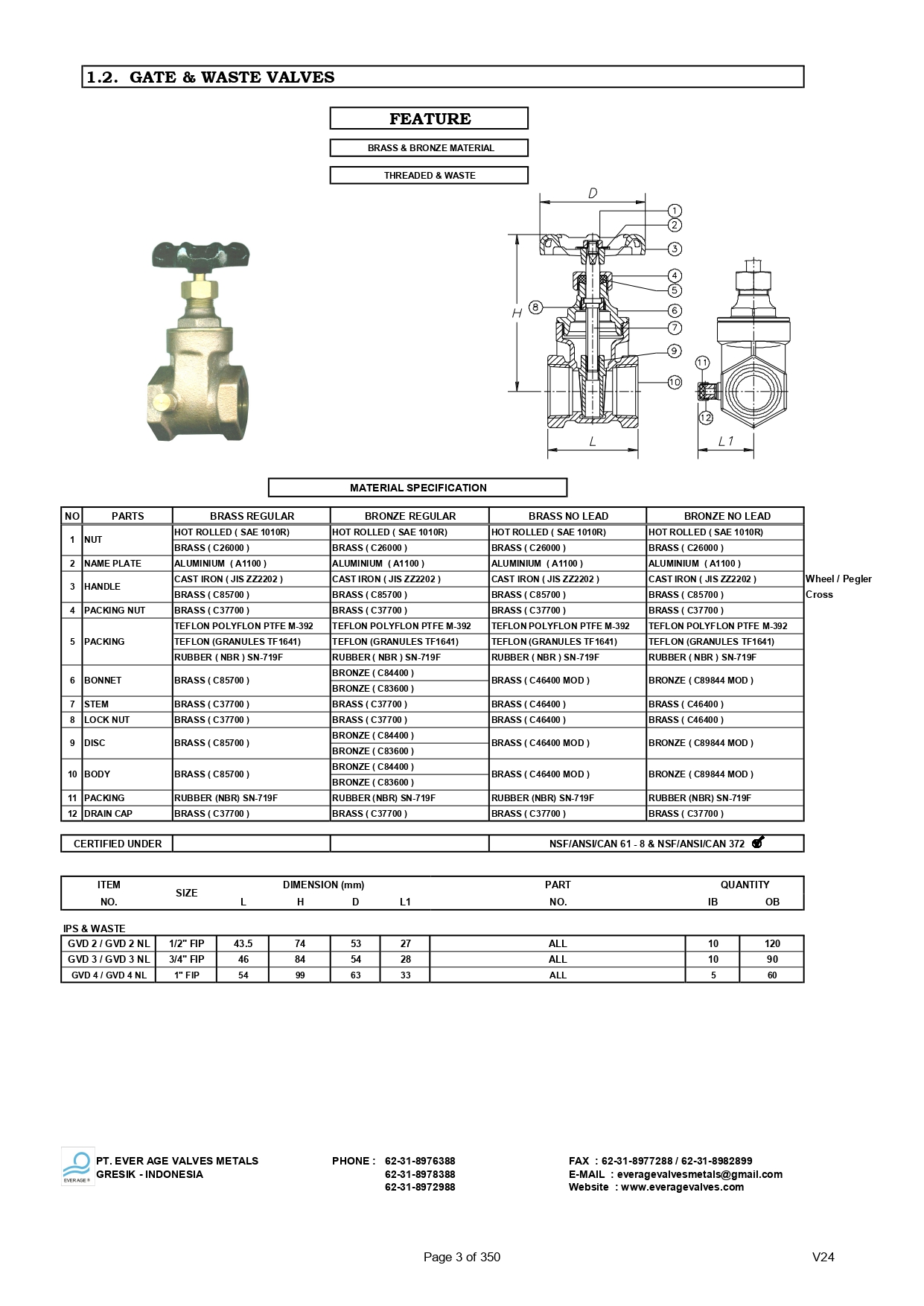 GATE & WASTE VALVES - GVD 2 - GVD 4