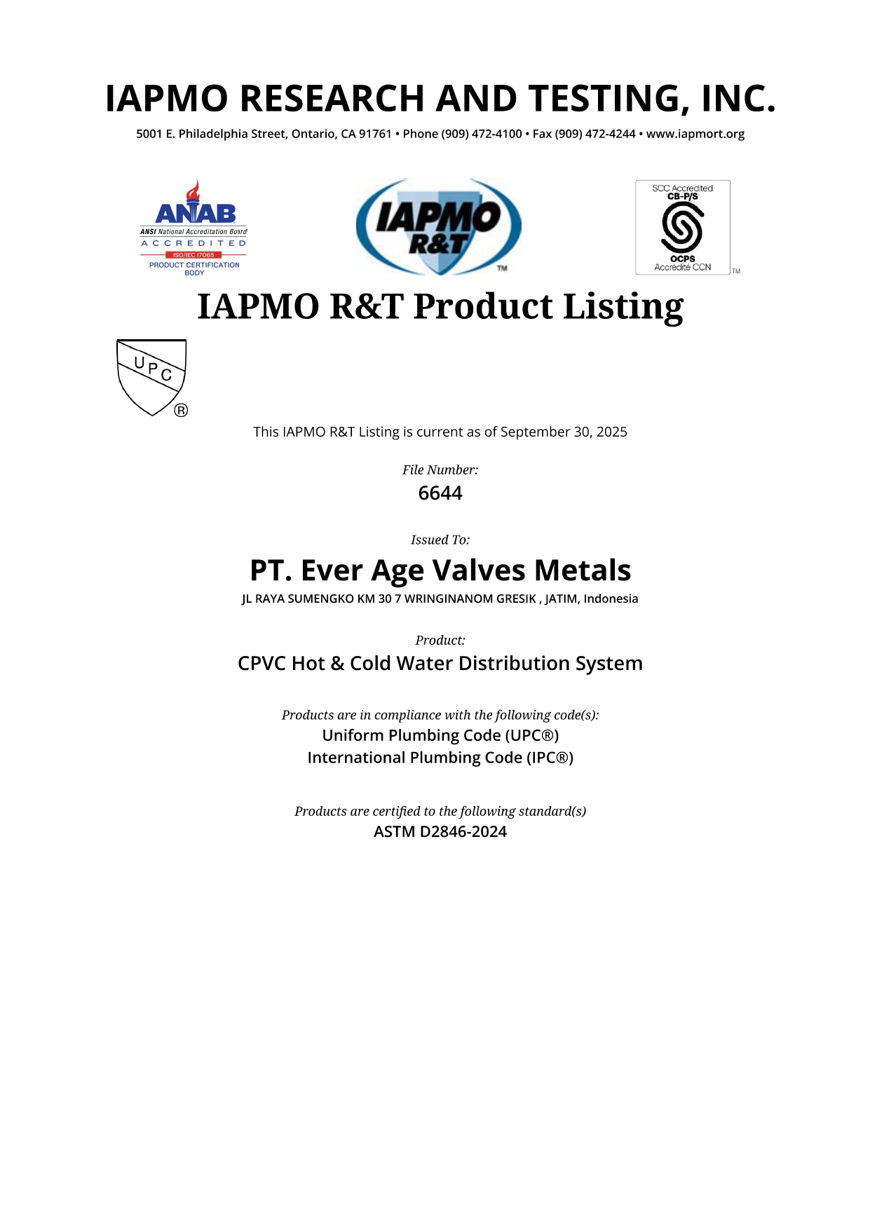 IAPMO 6644
