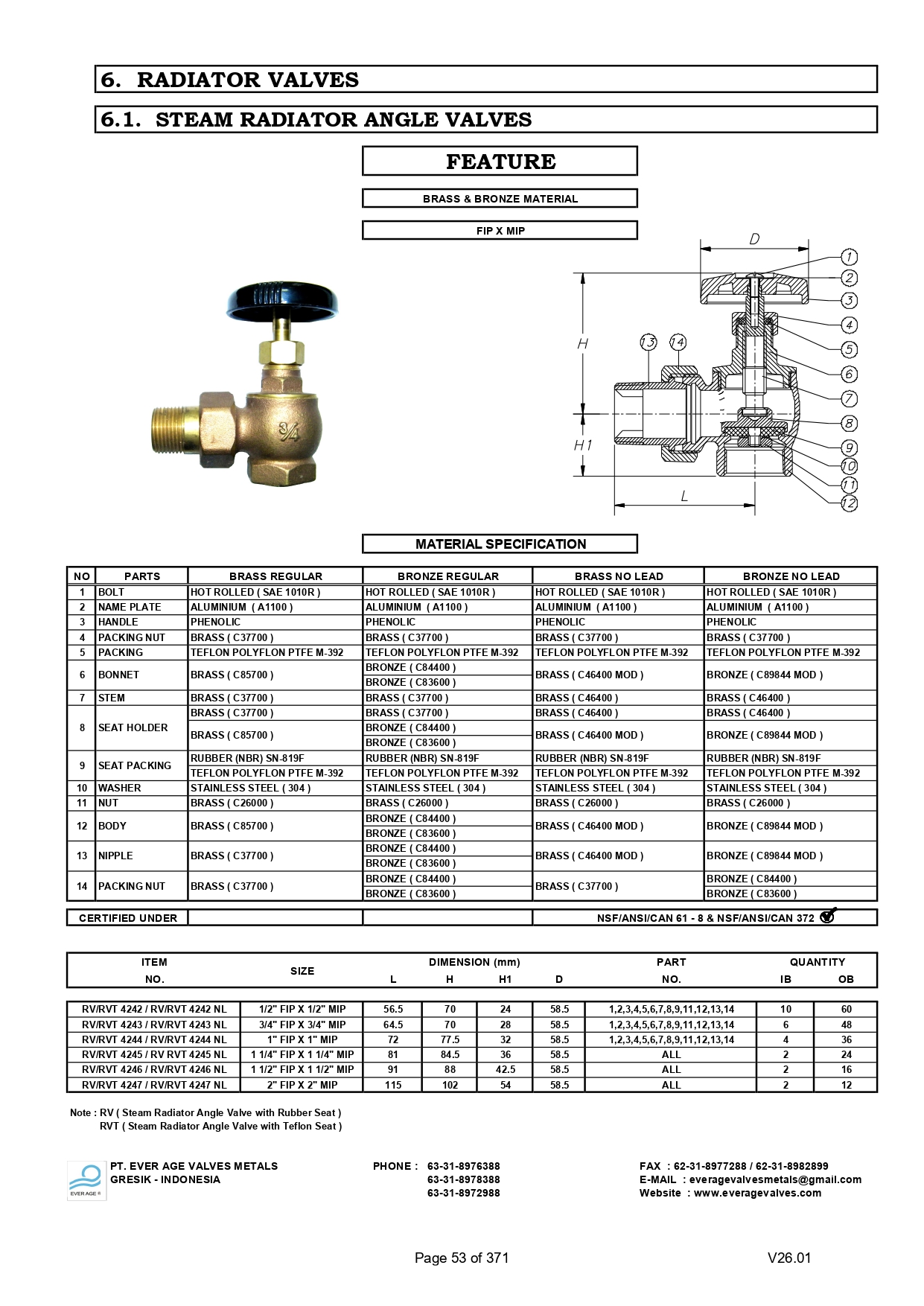 Angle Valve Rvt STEAM RADIATOR ANGLE VALVES - RV, RVT 4242 - RV, RVT 4247